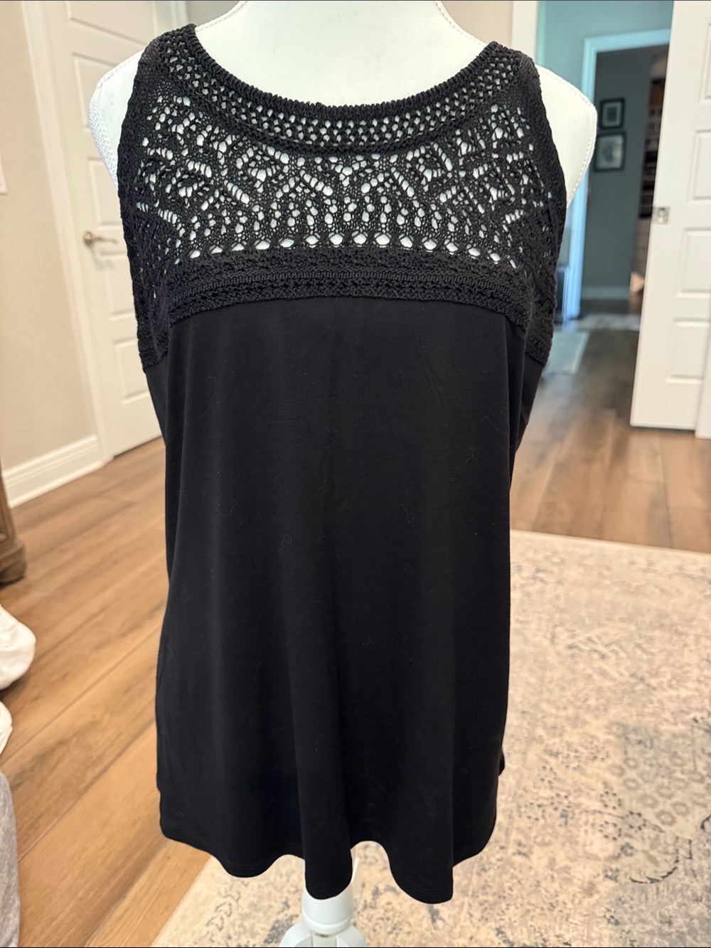 LOFT Black Crochet Yoke Tank